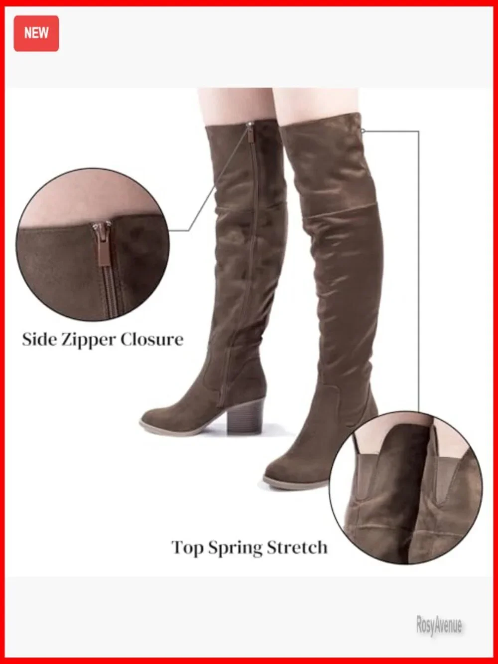 Women's Thigh High Boots Stacked Block Heel Over the Knee Comfortable